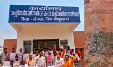खरोरा-मांठ में 'हाई-वोल्टेज' टकराव: 78 किसानों ने सारदा एनर्जी के बिजली टावरों का किया पुरजोर विरोध