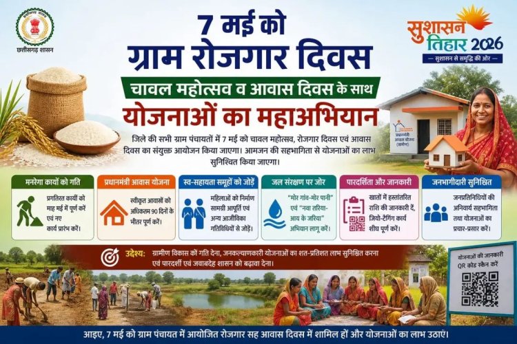 7 मई को ग्राम पंचायतों में चावल महोत्सव, रोजगार और आवास दिवस का त्रिवेणी संगम