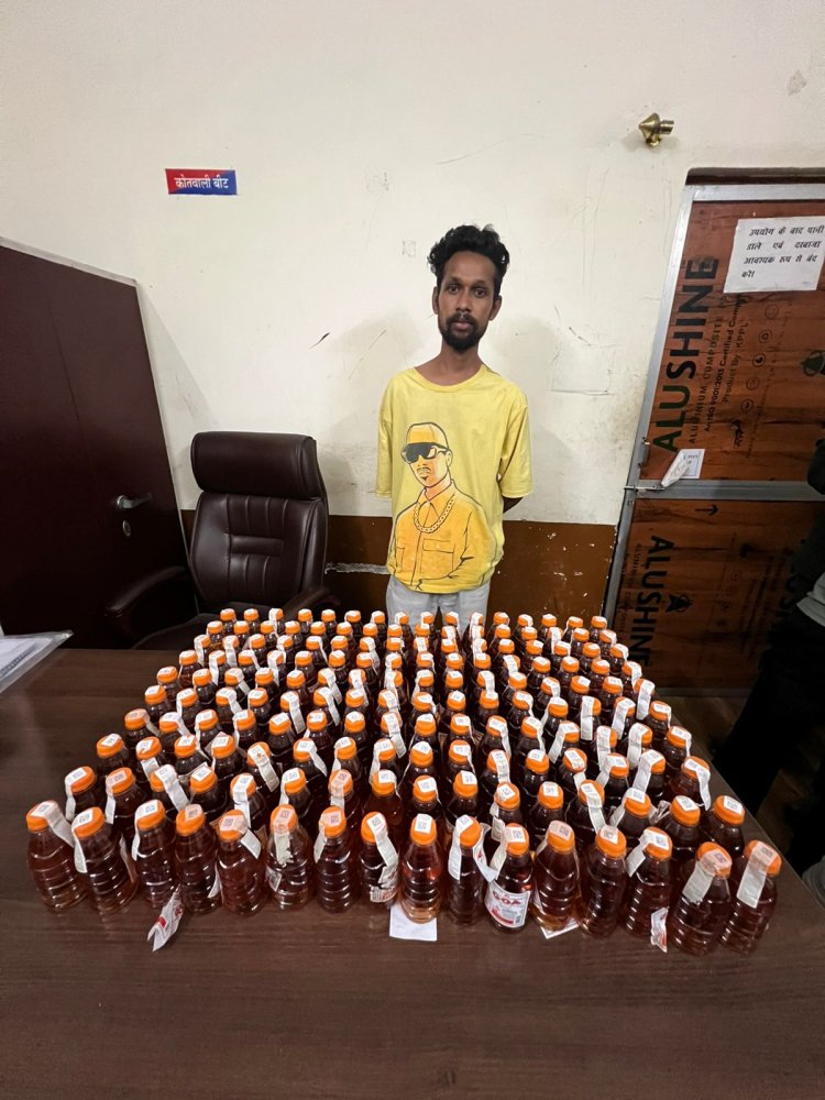 औचक चेकिंग दौरान एक आरोपी से 160 पौवा अवैध शराब जप्त