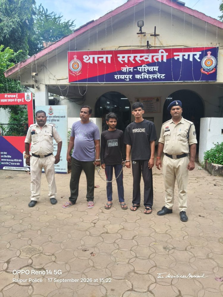 थाना सरस्वती नगर क्षेत्रांतर्गत कोटा स्थित वाटिका नगर रोड के पास आरोपियों को प्रतिबंधित नशीली टेबलेट व सिरप के साथ पकड़ा गया रंगे हाथ